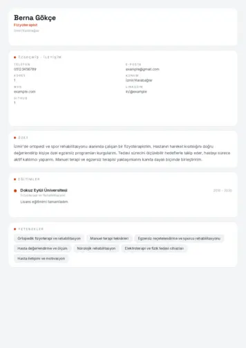 Fizyoterapist Cv Örnekleri cv indir